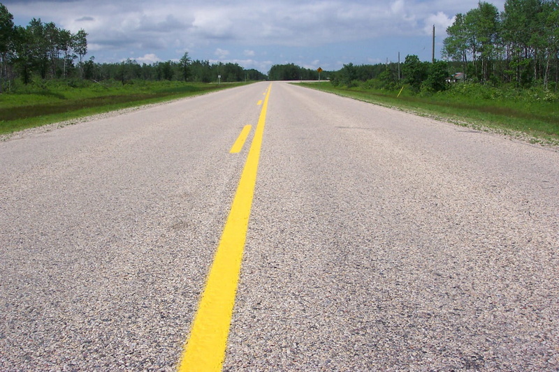 yellow, drive, surface, Street, leafed, asphalting, trees, symbol, no people, sky, dividing line, nature, diminishing perspective, roadwork, vanishing point