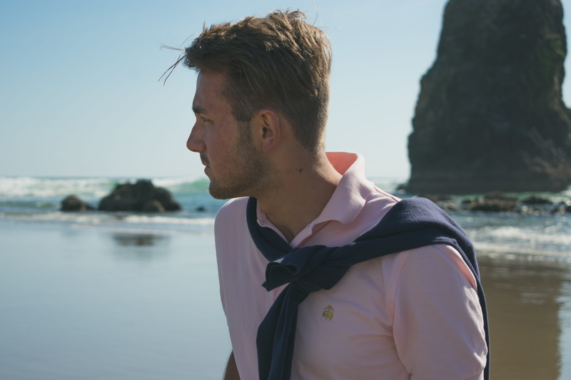 pnw, polo, sea, 5K, pastel, real people, beach, looking, outdoors, water, day, waves, mens fashion, model, pacific, nature, vacation, united states, standing