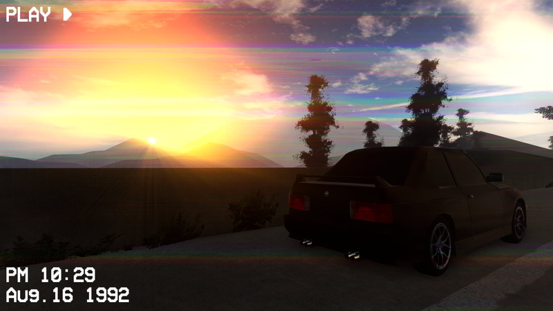 highway, trees, Bmw E30 m3, 90s, sunset, Roblox, Pacifico (Roblox Game), 1080P, mountains