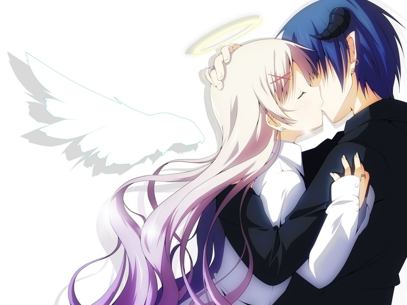 anime couple, romance, Anime, kissing, 1080P