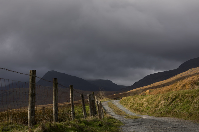 landscape, boundary, cloudy, tranquil scene, outdoors, tranquility, environment, stormy, fence, the way forward, scenics - nature, going, beside, no people