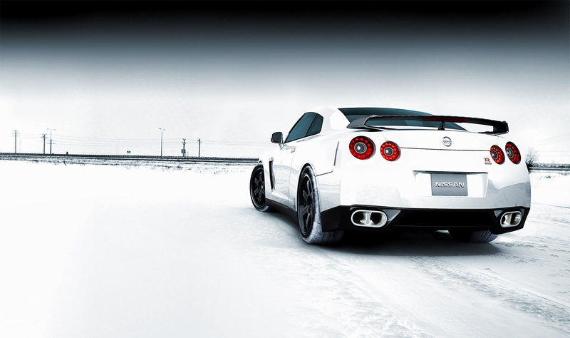 backview, wallp, x, skyline, nature, snow, 1080P, r, hd, cars, lights, gtr, nissan, fields, art, white