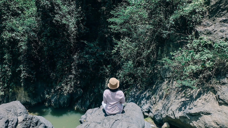 day, stones, travel, outdoors, nature, philippines, sitting, tree, inacarolino, tranquil scene, rear view, beauty in nature, trees, cebu, water, plant