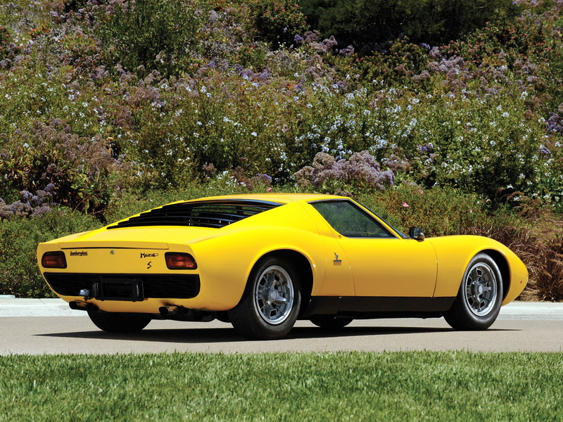 cars, Flowers, 1080P, side, x, view, women, hd, art, miura, lamborghini, backview, Yellow