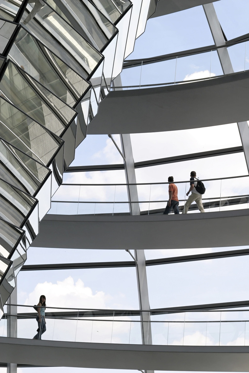sky, Architecture, men, business, policy, building, capital, government district, bundestag, lifestyles, glass dome, germany, businessman, window, low angle view