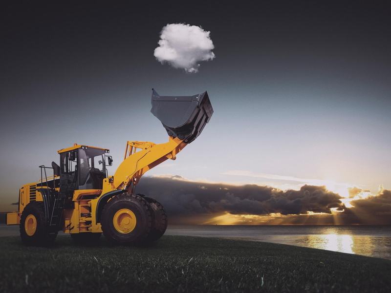 grass, clouds, field, sun rays, sea, 1080P, optical illusion, trucks, wheels, nature, vehicle
