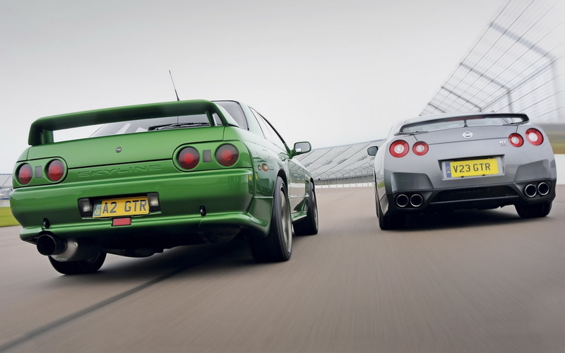 R32, Skyline, background, rear view, Nissan, R35, 1080P, GT-R