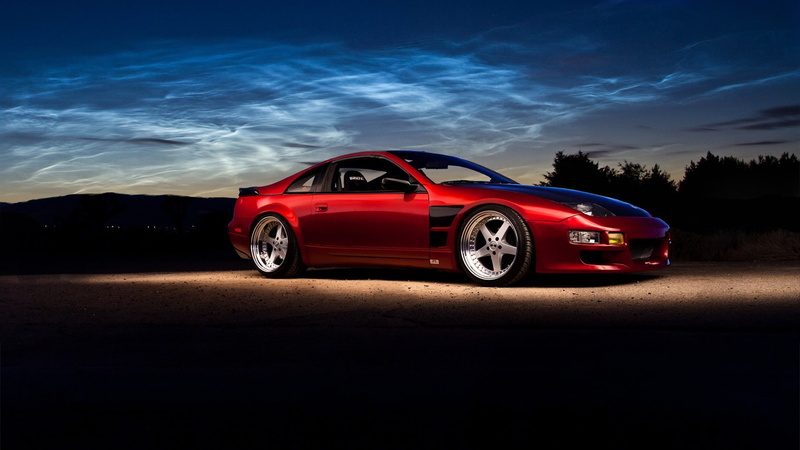 mode of transportation, Nissan 300ZX, road, motion, motor vehicle, 1080P, land vehicle, speed, copy space, cloud - sky, sky, no people, sports car, digital composite