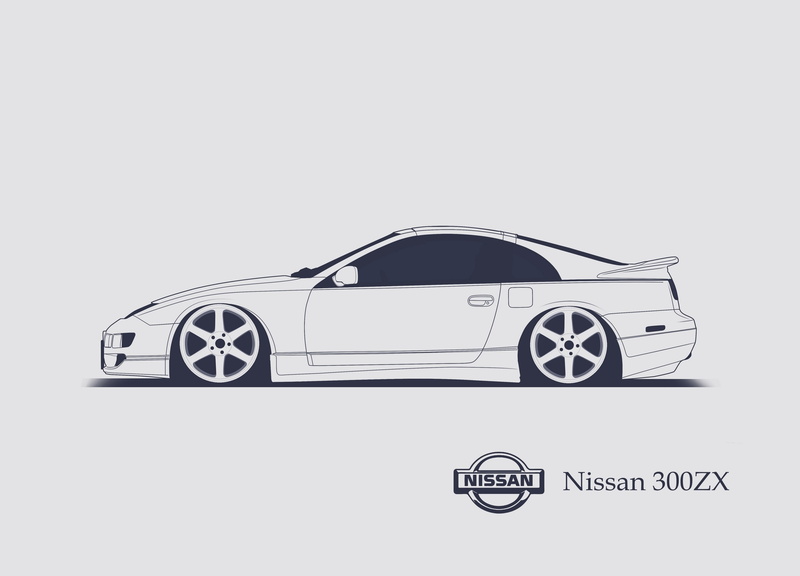 SrCky Design, illustration, coupe, Minimalistic, 300ZX, zx, 2K, Nissan