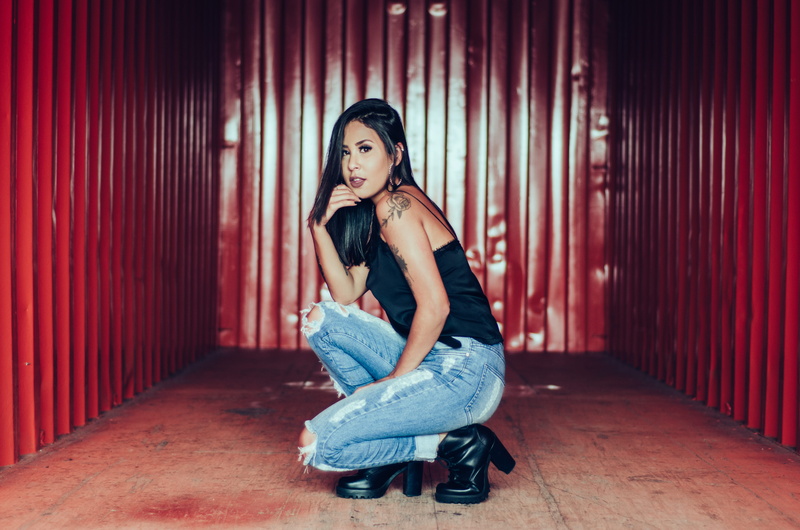 sitting, tumblr, looking at camera, urban, makeup, jeans, portrait, person, style, women, depression - sadness, brown hair, tattoo, container, taking, young women