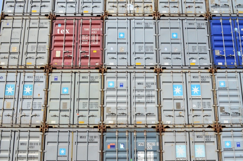 warehouse, port, transportation, freight Transportation, full frame, day, backgrounds, industry, side by side, business, box, wall, intermodal, cargo Container