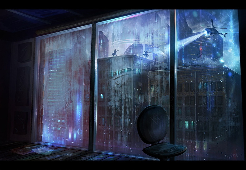 window, rain, city, 720P, pursuit