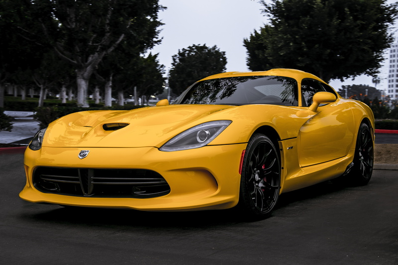 yellow, 4K, front view, Viper, trees, SRT GTS, Dodge