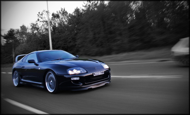 Toyota Supra, transfer print, luxury, motion, day, speed, plant, street, tree, mode of transportation, blurred motion, land vehicle, on the move, transportation