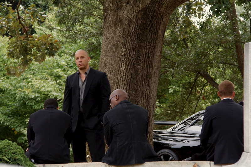 outdoors, 1080P, baby boomer, rear view, well-dressed, sitting, mature adult, mature men, Vin Diesel, Dominic Toretto, tree, senior adult, Fast and Furious