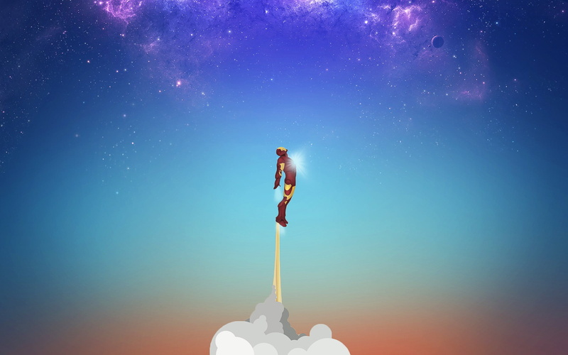 sky, 1080P, flying, movies, hero, artwork, Iron Man