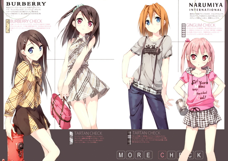 hai, orange, miyaguchi, dress, artist, pants, girls, hoodies, jeans, t shirts, pink, text, sisters, ponytails, smiling, hair, blue, skirts, eyes, kantoku