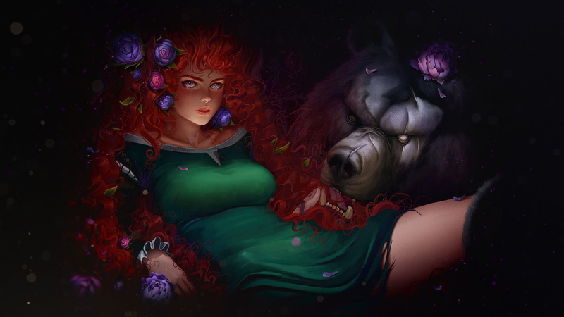 Characters, Prywinko, 1080P, Brave, Prywinko Art, Figure, Character, Girl, Merida, Bear, FanArt, Art, by Prywinko Art, Brave heart, Disney, Red