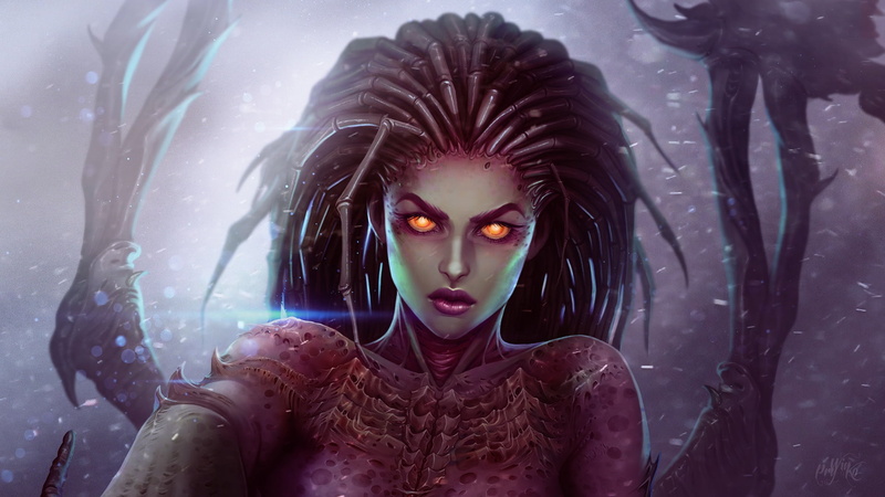 by Prywinko Art, Prywinko, Queen of Blades, StarCraft, Kerrigan, Character, Girl, Figure, Blizzard, Art, The Queen Of Blades, 1080P, Sarah, Sarah Kerrigan