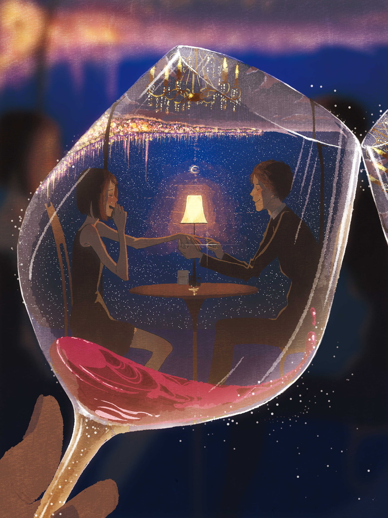 crying, anime, smiling, Wine Glass Bay, blushing, lantern, couple, 1080P