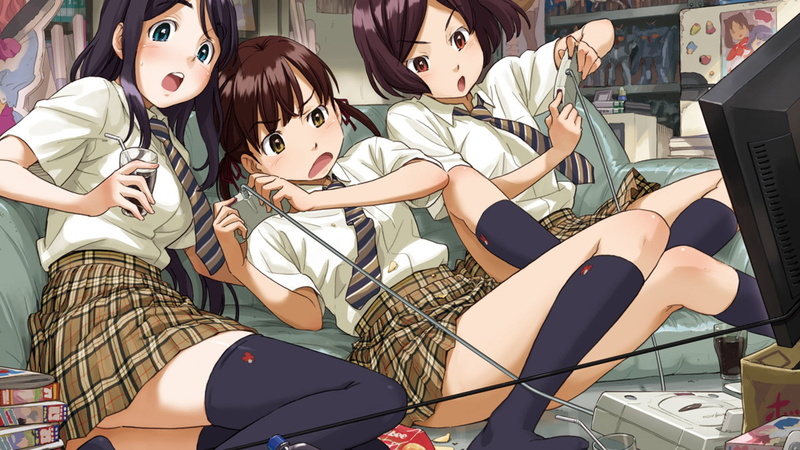 anime, playing, video, Anime Girls, girls, blushing, 1080P, art, beautiful, games, cute, beauties, hd, beauty, blush