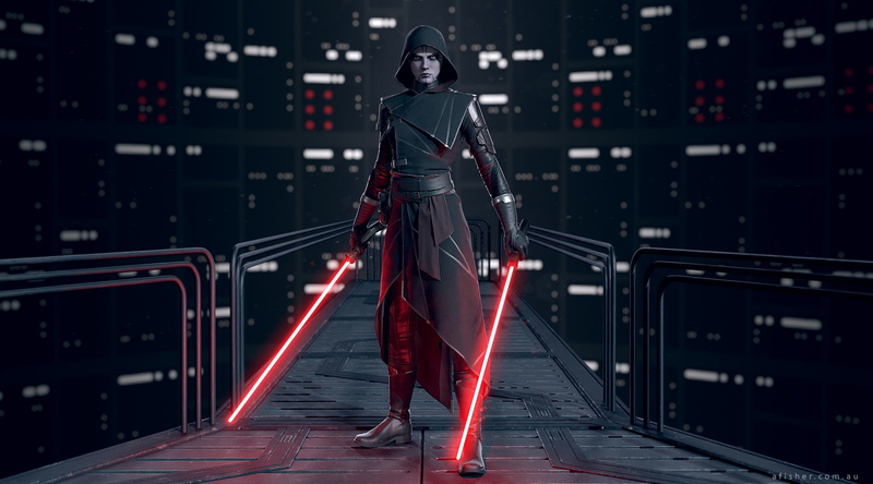artwork, lightsaber, Asajj Ventress, 2K, Star Wars, black outfits