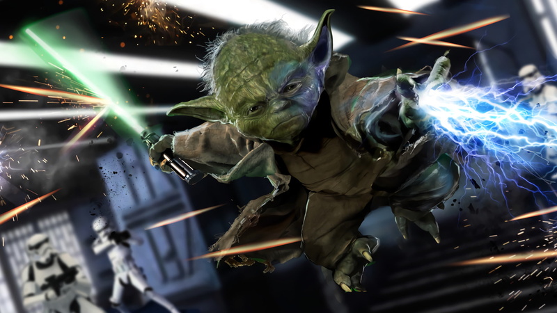 1080P, Lightsaber, Green Lightsaber, Yoda, Jedi, Star Wars, Lightning