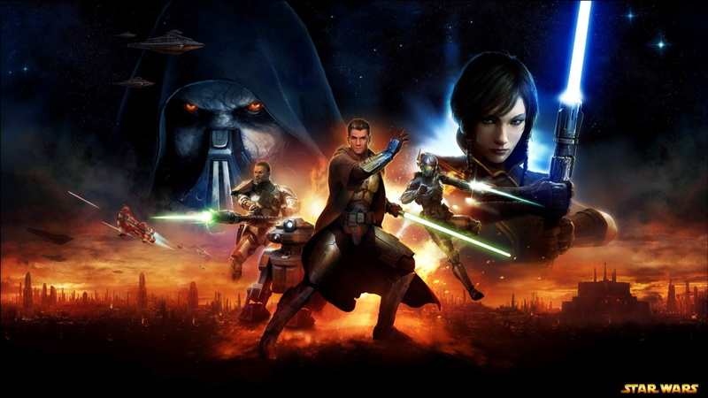 Lightsaber, Star Wars: The Old Republic, Gun, star, Hood, Man, Green Lightsaber, wars, Blue Lightsaber, Sith (Star Wars), Woman, Satele Shan