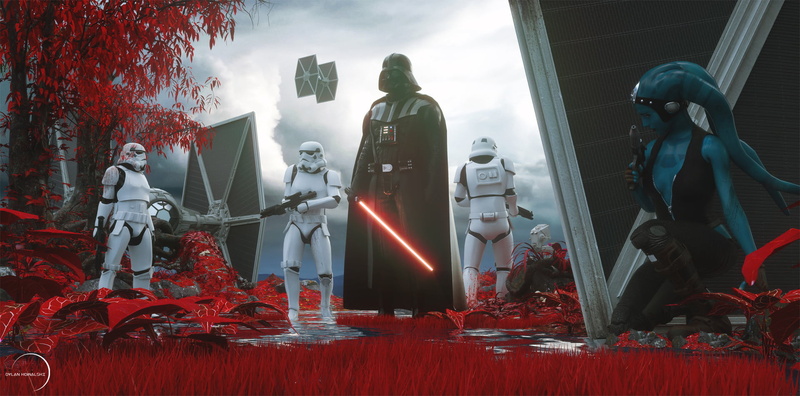 Jedi, red, helmet, Aayla Secura (Star Wars), 1080P, grass, Sith, CGI, Star Wars, Dylan Kowalski, TIE Fighter, men, Darth Vader, lightsaber, stormtrooper