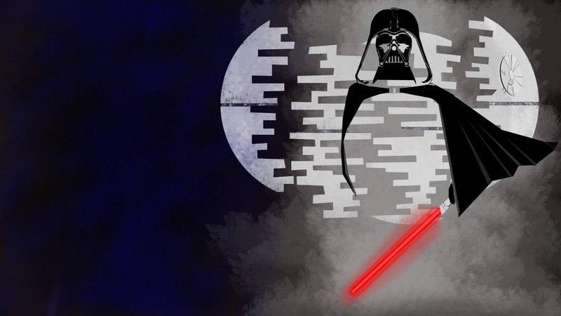 Minimalist, Death Star, Lightsaber, Darth Vader, 1080P, Star Wars, Black, Blue