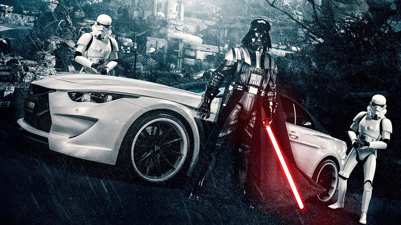 motorcycle, crash helmet, full length, transportation, car, mode of transportation, government, biker, Darth Vader, day, vader, land vehicle, people, stormtrooper