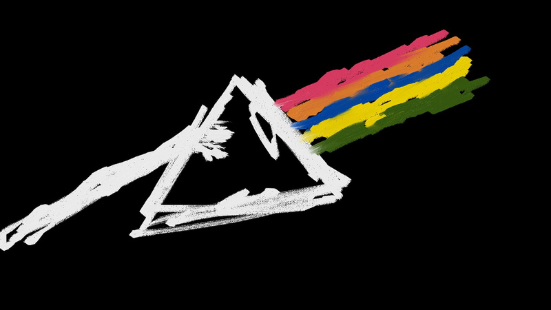 pink, dark, side, triangle, drawing, moon, 1080P, floyd, black