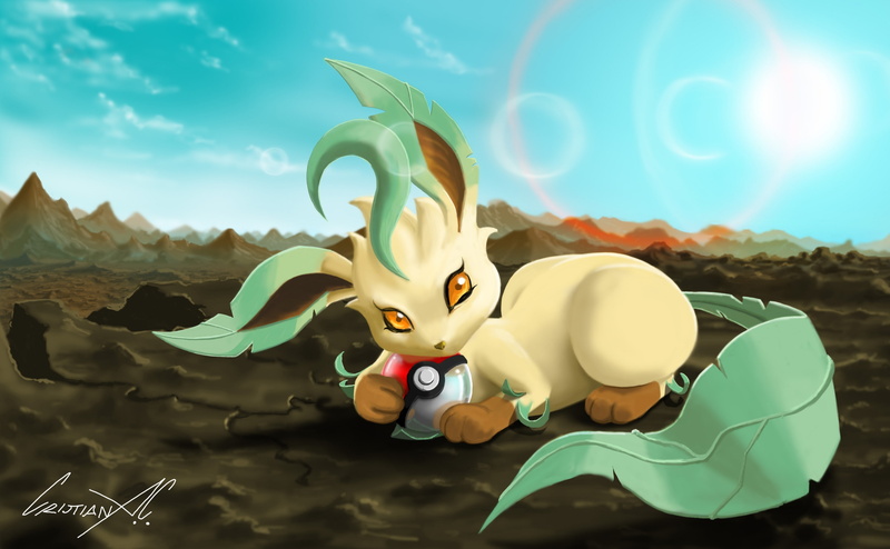 outdoors, animal, Other Games, day, creativity, art and craft, sky, beauty in nature, still life, focus on foreground, teal, Leafeon, 4K, white, mammal