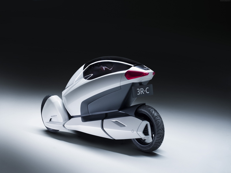 bike, electric cars, Honda 3R-C, concept, three-wheeled, back, Honda, vehicle, 4K