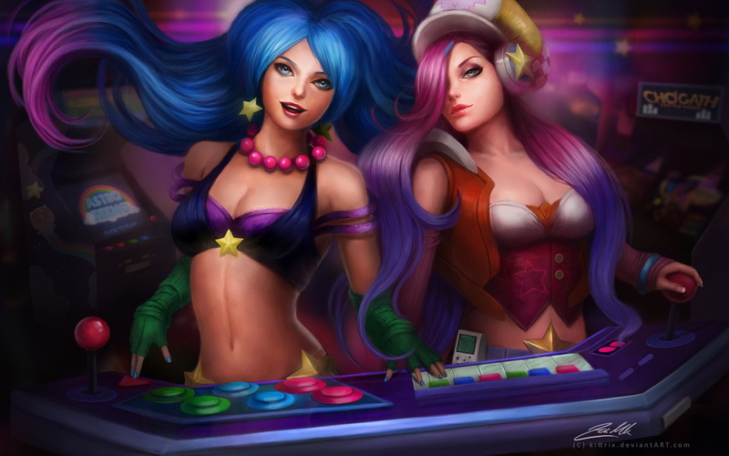 hairstyle, League Of Legends, 1080P, Video Game, disco dancing, multi colored, adult, nightlife, people, purple, fashion, young women, real people, dancing
