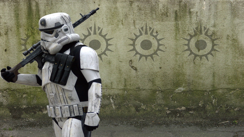 1080P, outdoors, stormtrooper, uniform, Star Wars, star, weapon, illustration, day, no people, protection, armed forces, wall - building feature, government