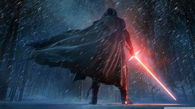 movies, fantasy art, water, Kylo Ren, night, illuminated, nature, wet, full length, snow, artwork, space, lightsaber, red, Star Wars, winter, young adult