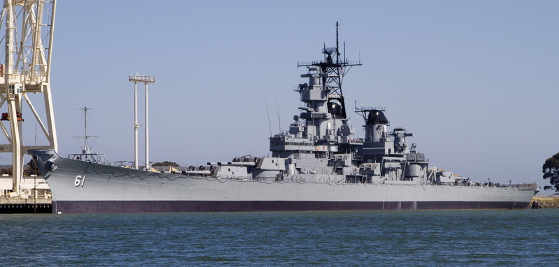 day, Warship, no people, mode of transportation, industry, Warships, shipping, aggression, USS Iowa (BB-61), nature, 1080P, nautical vessel, military