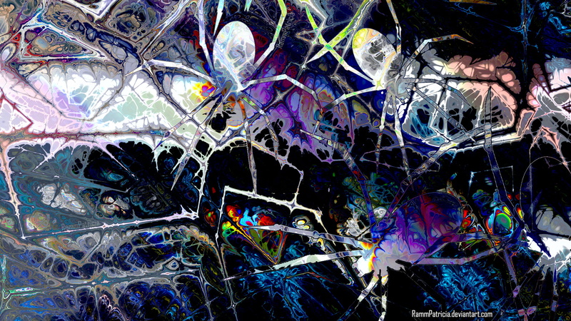 tarantula, iridescent, digital, colorful, 1080P, abstract, insect, spider, digital art, RammPatricia