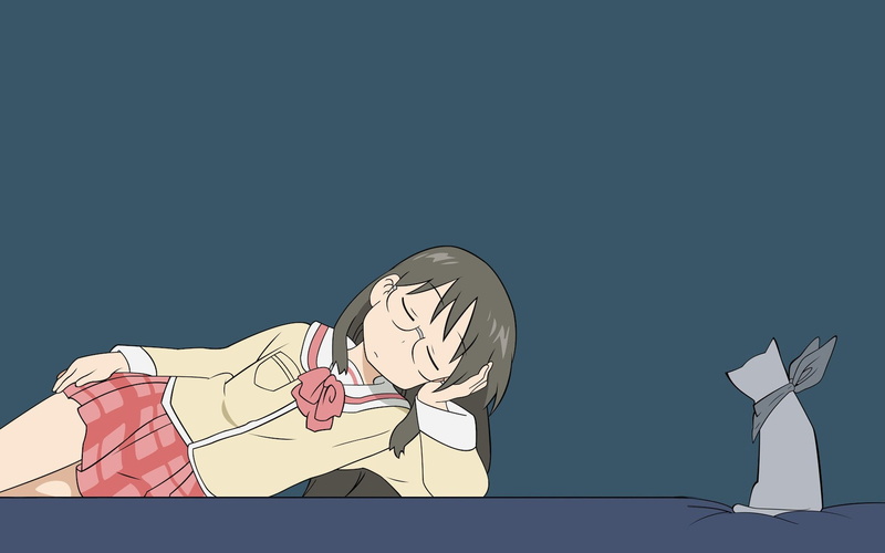 creativity, Sakamoto, vertebrate, beauty in nature, art and craft, anime girls, outdoors, blue, Nichijou, mammal, blue background, 720P, day, Mai Minakami