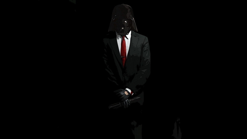 adult, businessman, 1080P, full suit, business, darth vader anonymous hitman black minimalism, standing, males, formalwear, front view, black background