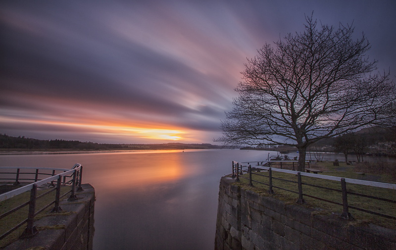 lake, River Clyde, outdoors, sunset, nature, sunrise - Dawn, night, Missing, Bowling, sky, Lock, scenics, landscape, aurora borealis, water, Scotland, dusk