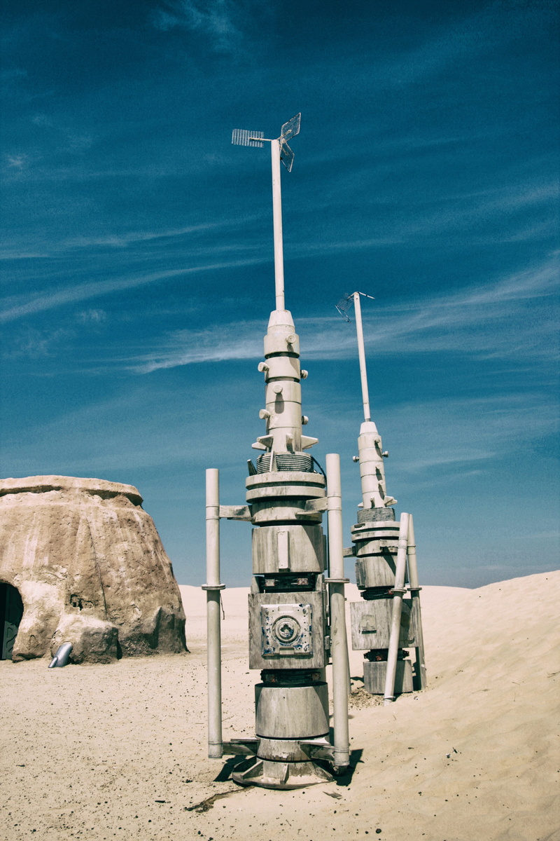 blue, nature, star wars, starwars, building exterior, land, cloud - sky, desert, tower, sand, tunisia, landscape, sunlight, day, architecture, outdoors