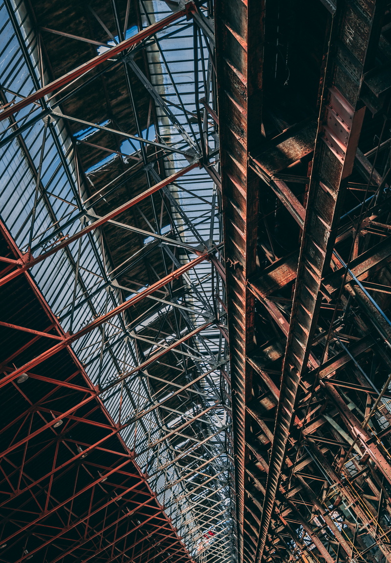building, bright, construction industry, built structure, trier, 5K, old, shifted perspective, rusty, full frame, construction site, staircase, day, blue