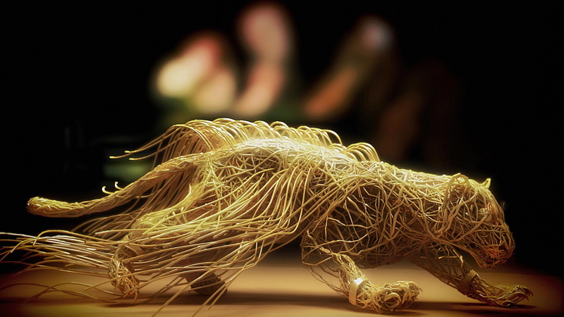 Wire, 3d, science, hair, hairstyle, pattern, indoors, gold colored, motion, light - natural phenomenon, illuminated, close-up, 2K, Big cat, abstract, Stealing