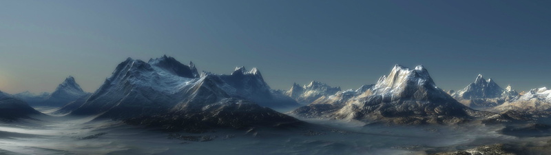 sky, snow, multiple display, 4K, mountains
