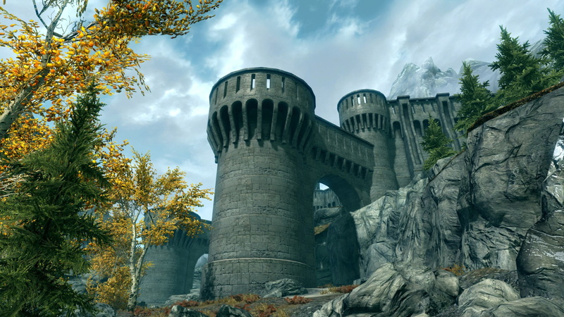skyrim, painting, concrete, hd, elder, castle, scrolls, 1080P, gray, video games