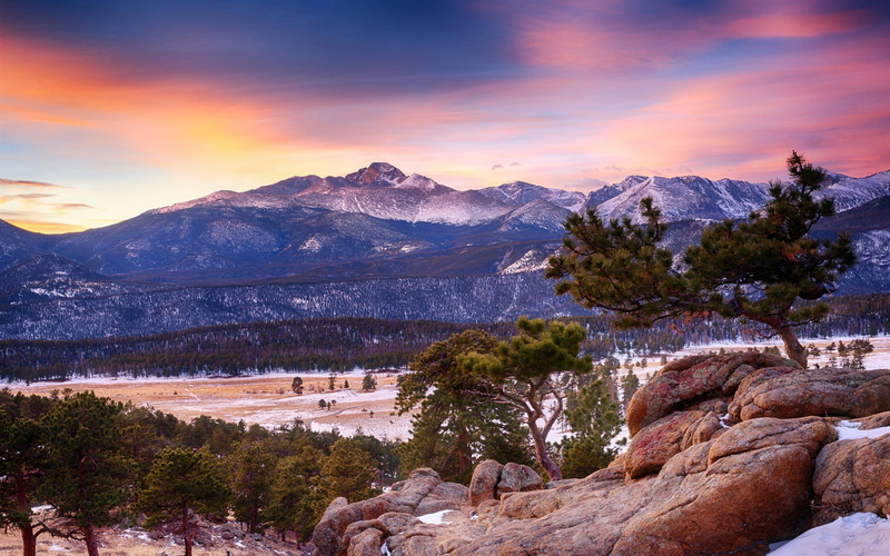 Forest, Mountain, Colorado, National, Winter, Rocky, Dusk, 1080P, Park