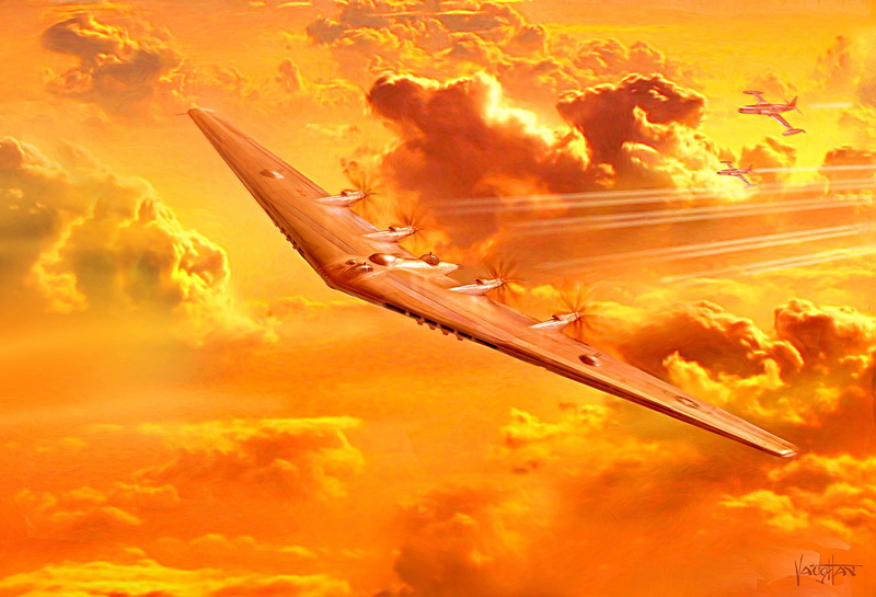 transportation, digital art, cloud - sky, nature, outdoors, aircraft, architecture, fire - natural phenomenon, flame, military, sky, Bomber, yellow, air vehicle