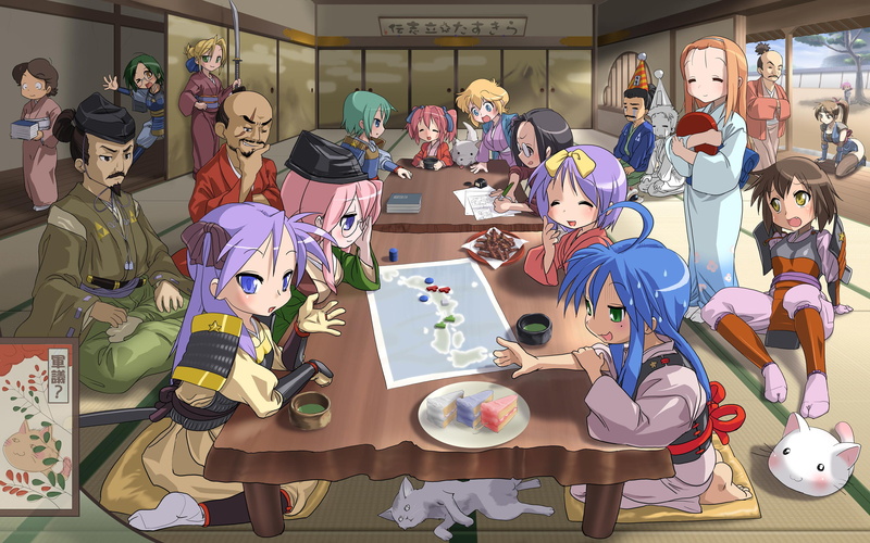 konata, star, kuroi, kusakabe, cosine, yui, weapon, hiiragi, misao, takara, kagami, lucky, sword, tsukasa, 2K, tamura, narumi, hiyori, nanako, izumi, miyuki